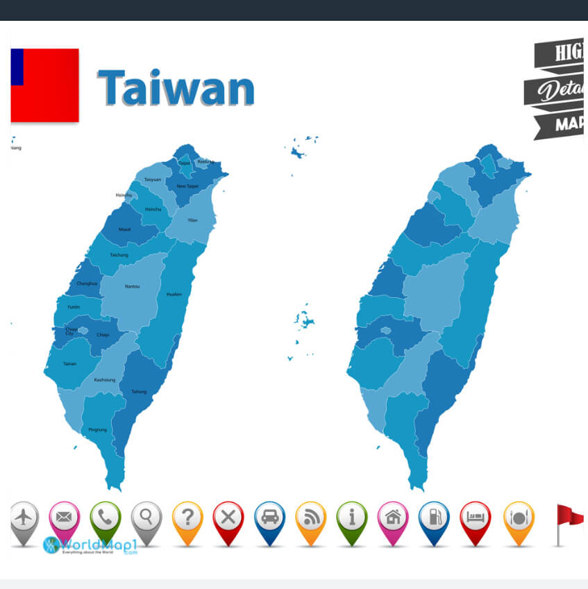 Carte des provinces de Taiwan